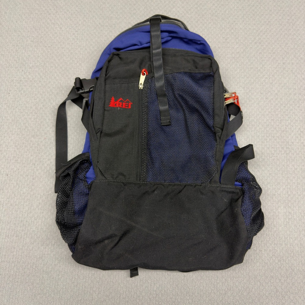 Vtg REI Backpack Black Blue Adult Daypack Rucksack Hiking Outdoor Whitney 90s